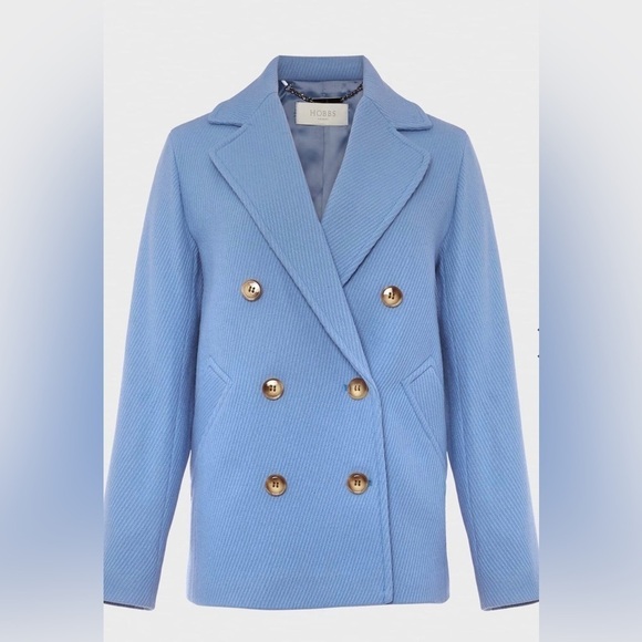 Hobbs Bette sky blue wool blend coat NWT - Picture 1 of 12